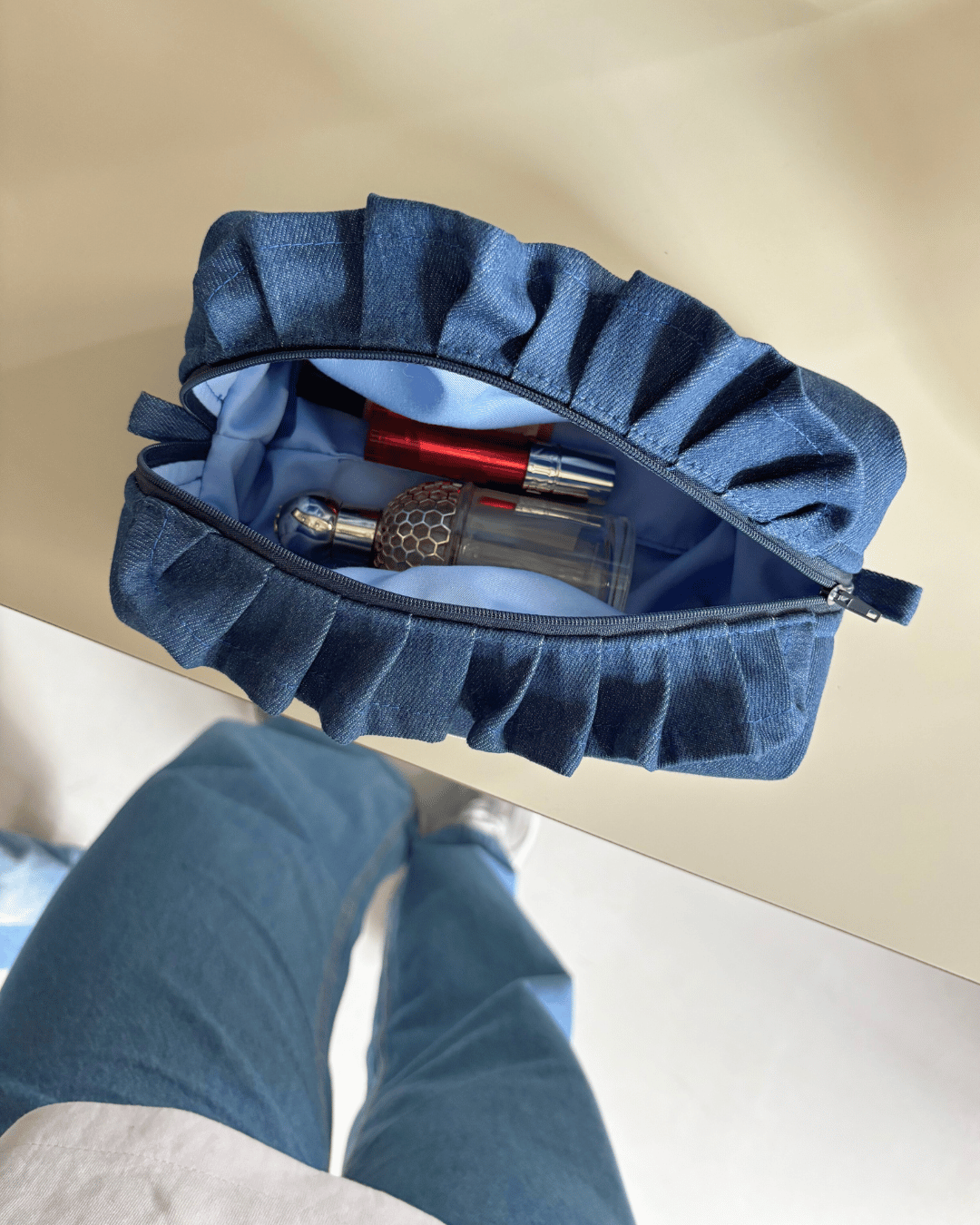 Kosmetyczka falbana Denim Piapimo