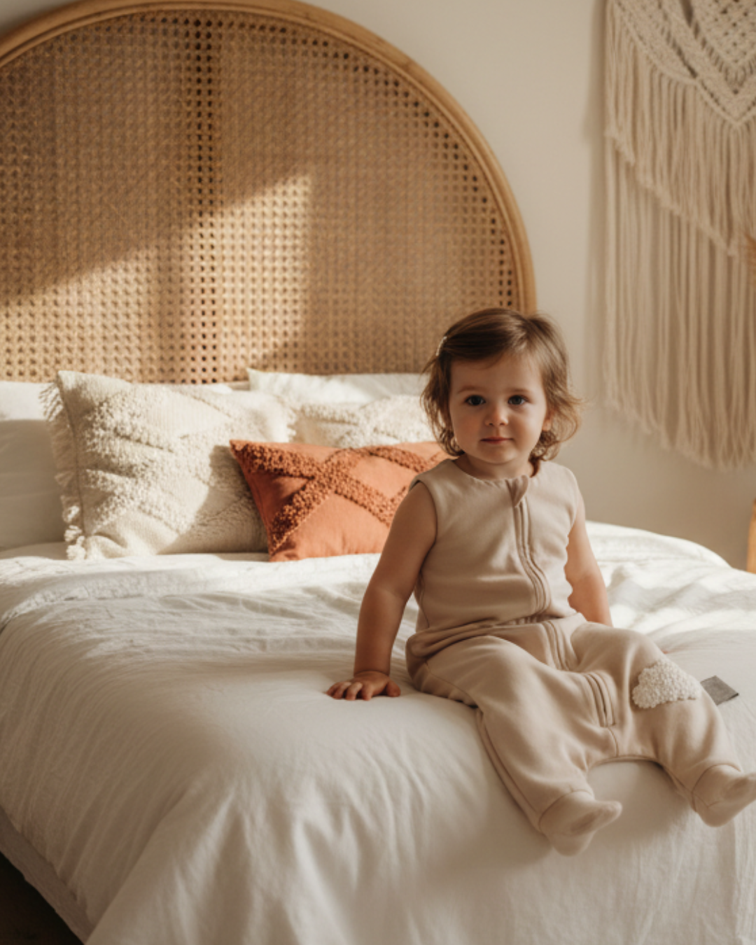 Śpiworek 1.0 TOG z nogawkami 0-30 mies. beżowy chmurka