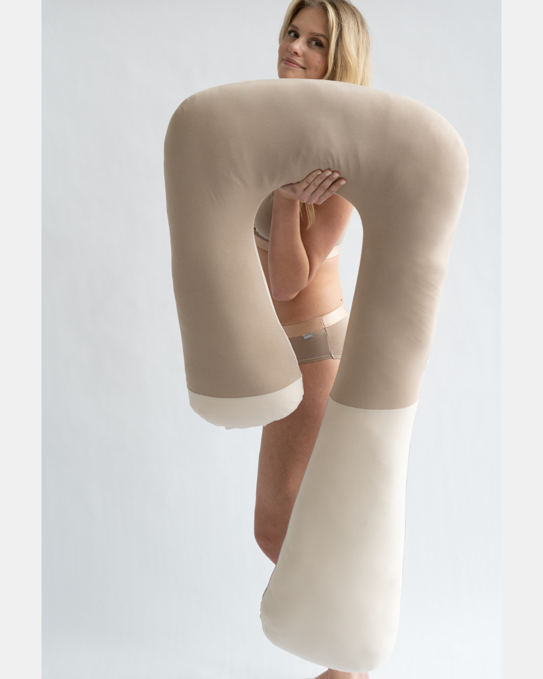 Těhotenský polštář pro spaní typu 7, žerzejově šedý