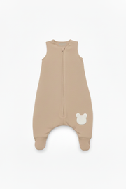 Śpiworek z nogawkami latte z misiem bouclé