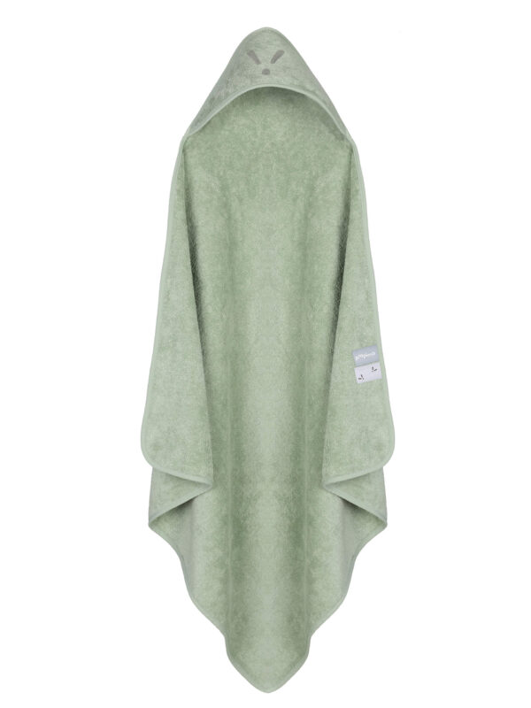 Ręcznik z kapturkiem bambusowo-bawełniany zielony z haftem kolekcja TowelPower.Piapimo.