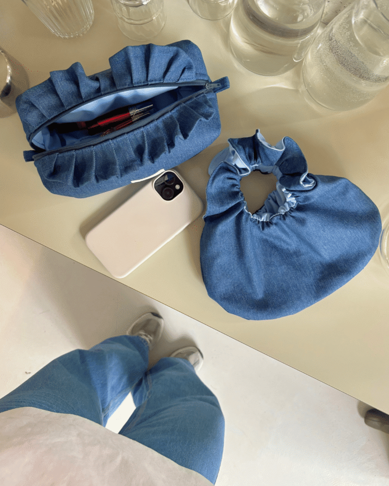torebka mini piapimo z falbaną jeans denim