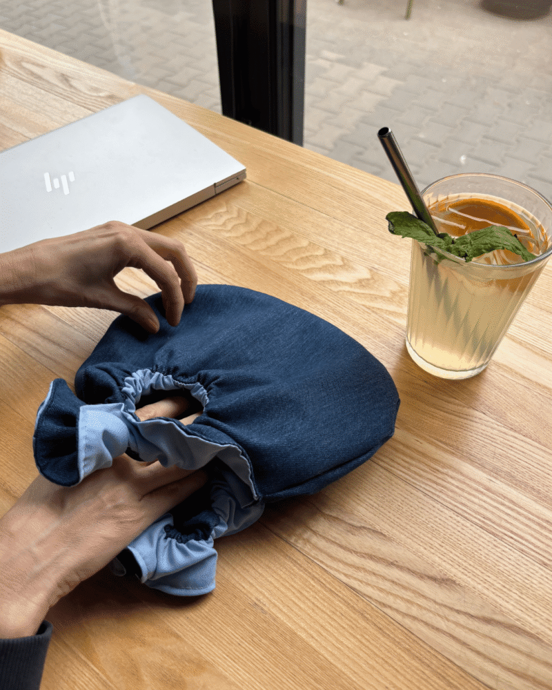 torebka mini piapimo z falbaną jeans denim